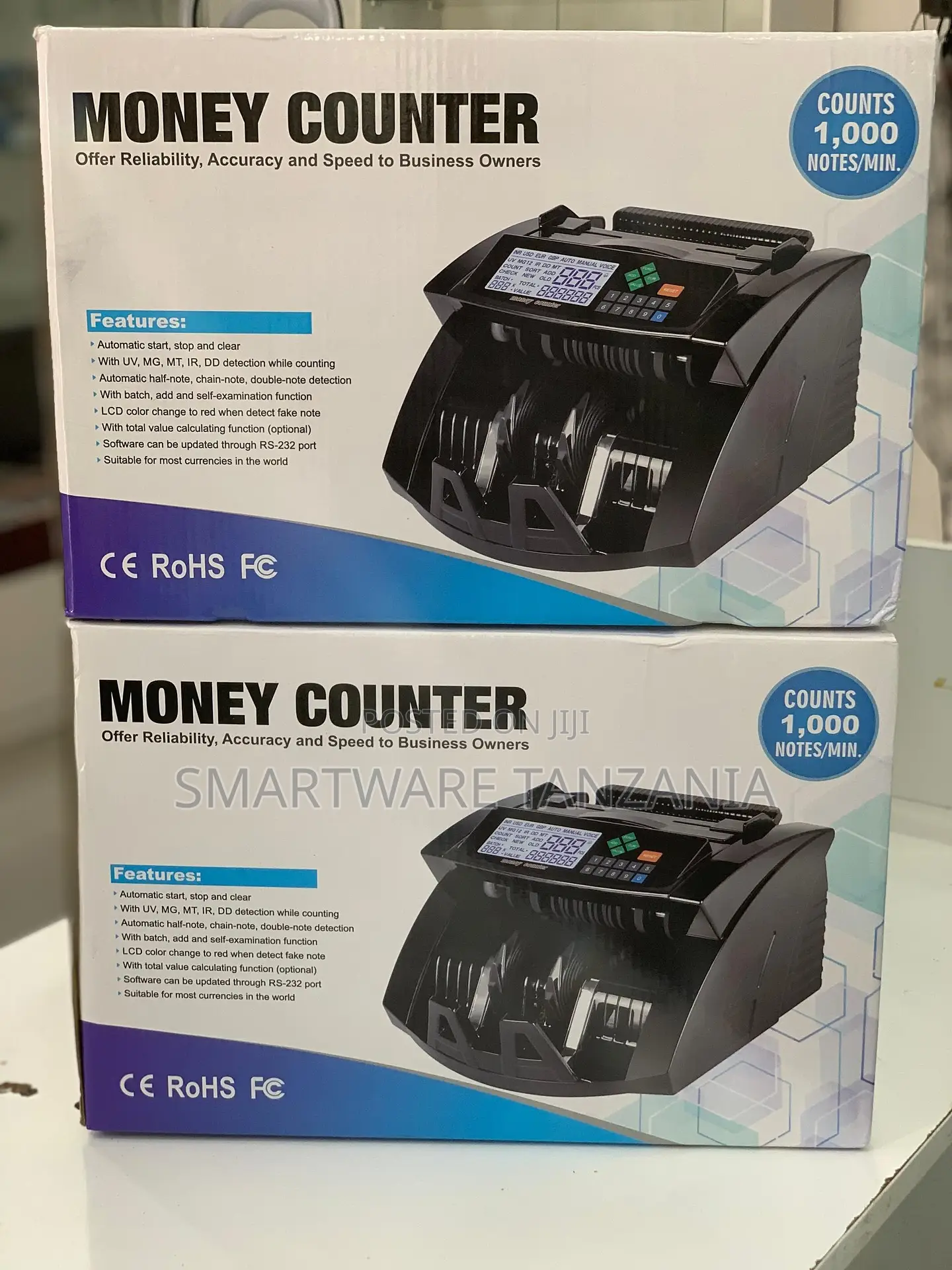 Money Counter Machine Uv Mg Ir 1000 Notes Min LCD Display