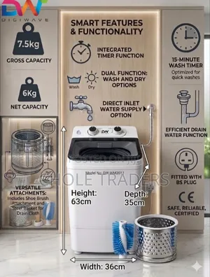 6kg Digiwave Washing Machine With Shoe Brush