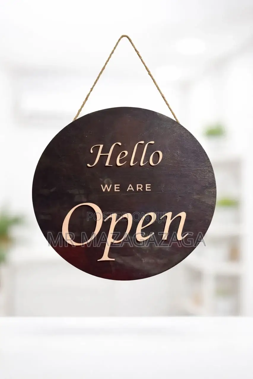 Open Hanging Wooden Sign Vibao Vya We Are Open