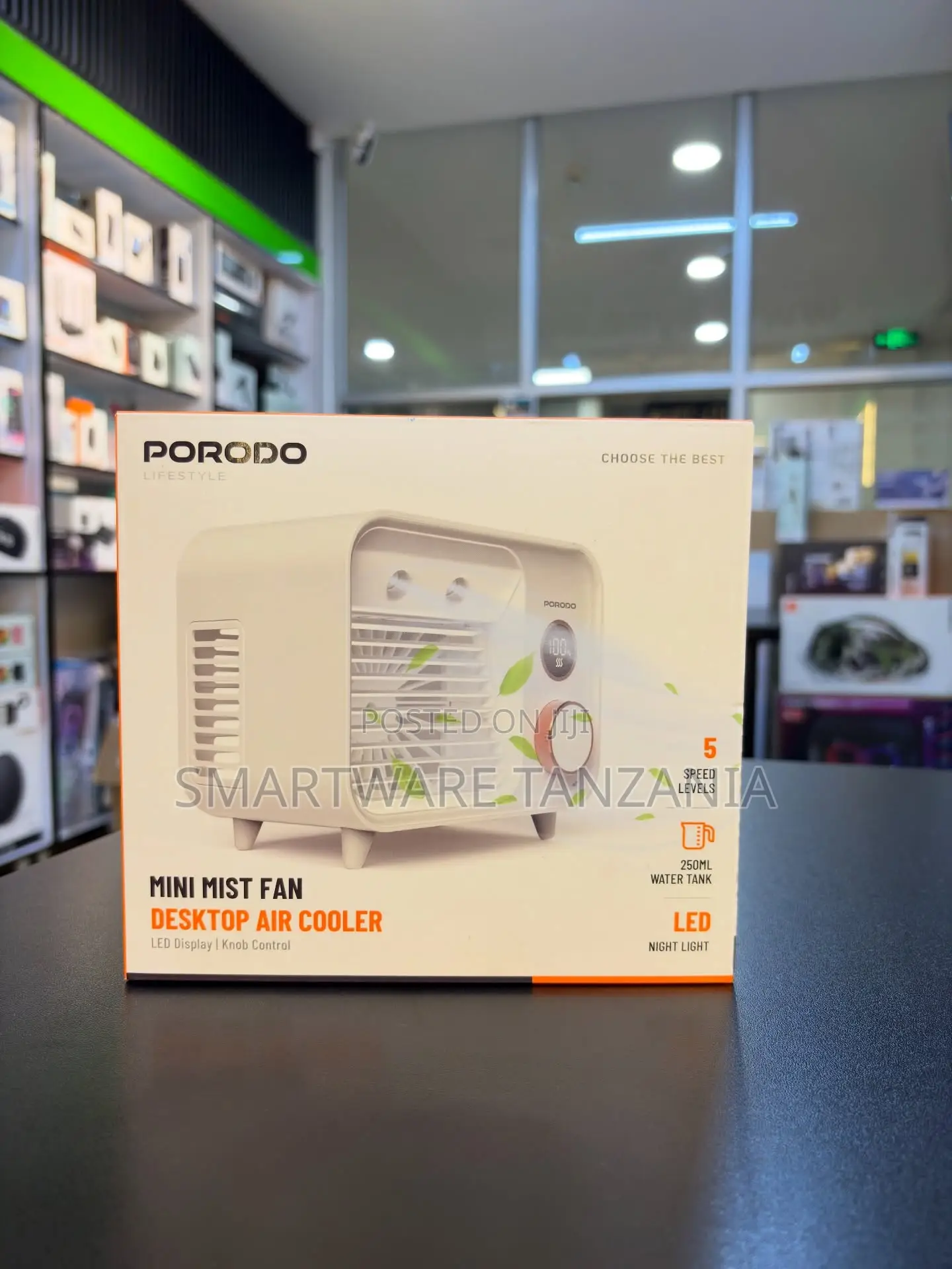Porodo Mini Mist Fan Desktop Air Cooler 5 Speed 250ml