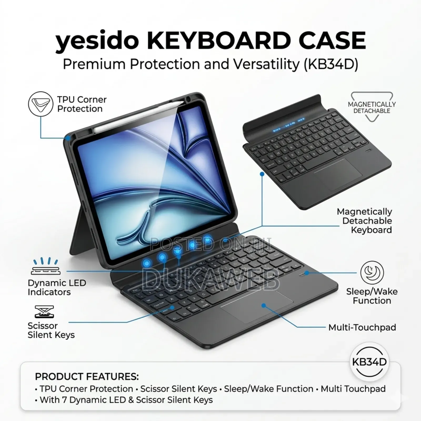 Yesido Kb34d Magnetic Keyboard Case