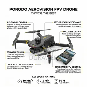 Porodo Aerovision FPV Drone – Hd Gimbal Camera