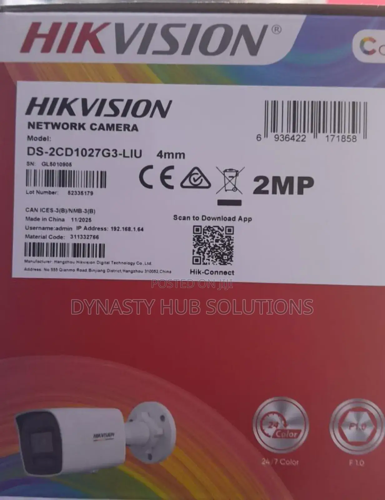 2mp Ip Colourvu Outdoor Camera Ds-2cd1027g2h-Liu