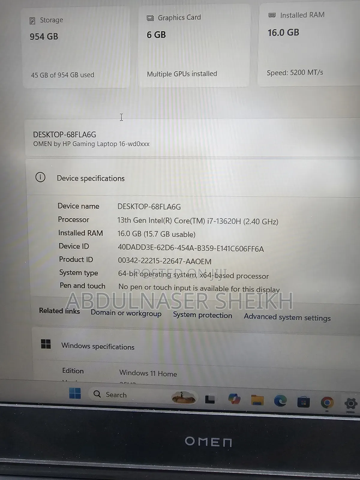 Laptop HP Omen 16 1GB Intel Core i7 SSD 1T