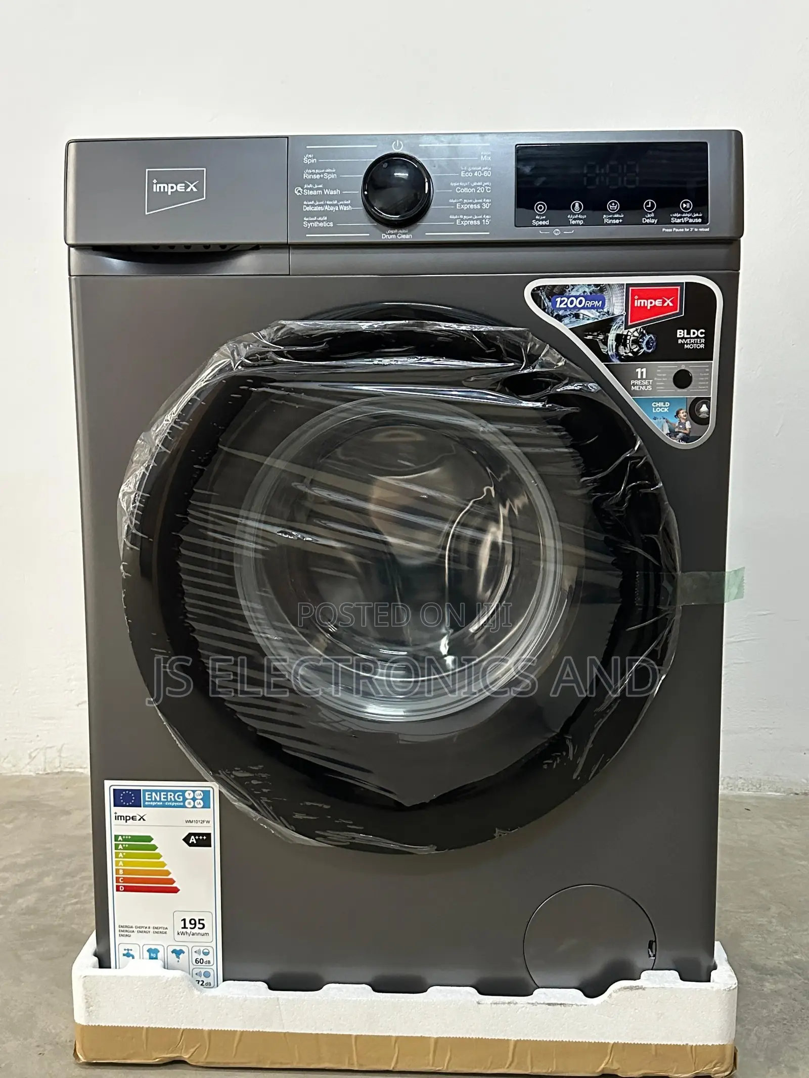 Impex Washing Mashine Kg 8 Automatic Invertermoto Strong Wash and Spin
