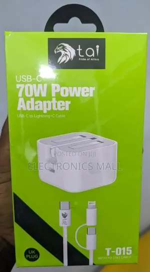 Tai T-015 With Pd 2in1 Cable Usb -C to Lightning 70w Power Adapter