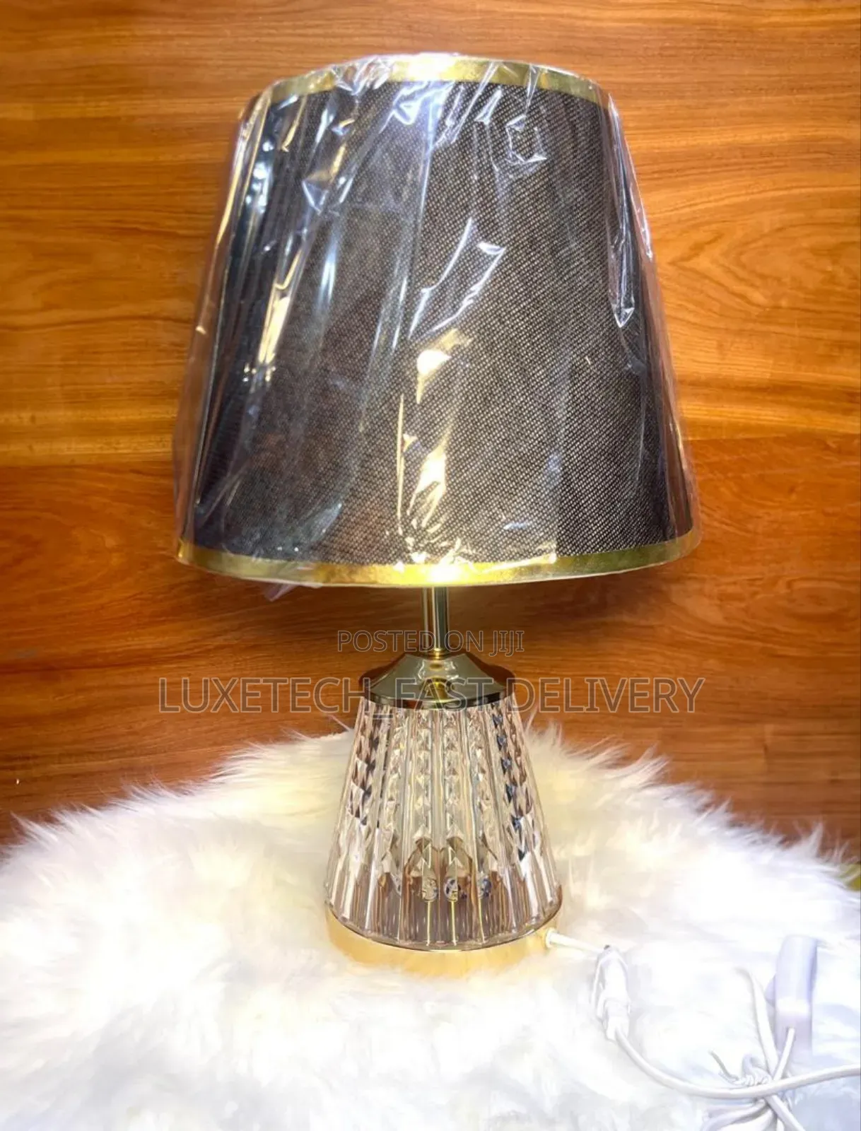 Crystal and Fabric Bedside Lamp