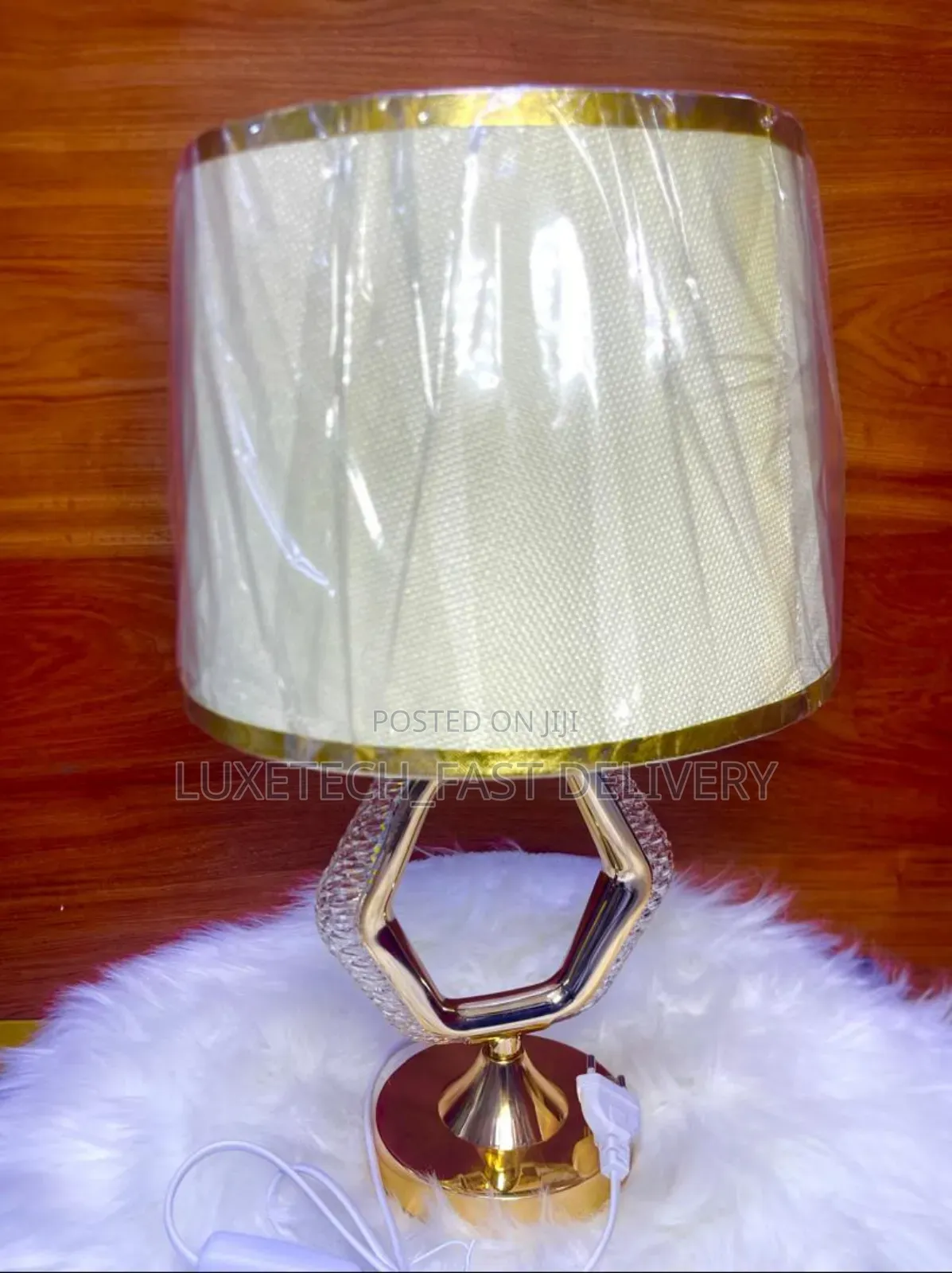 Modern Bedside Table Lamp With a Hexagonal Geometric Metal Base