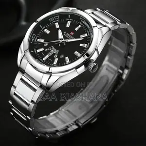 Naviforce Mens Quartz Wristwatch Nf8029 Silver and Black