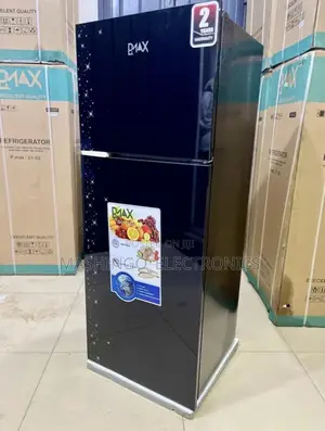 P Max Fridge 212 Liter Black Glass