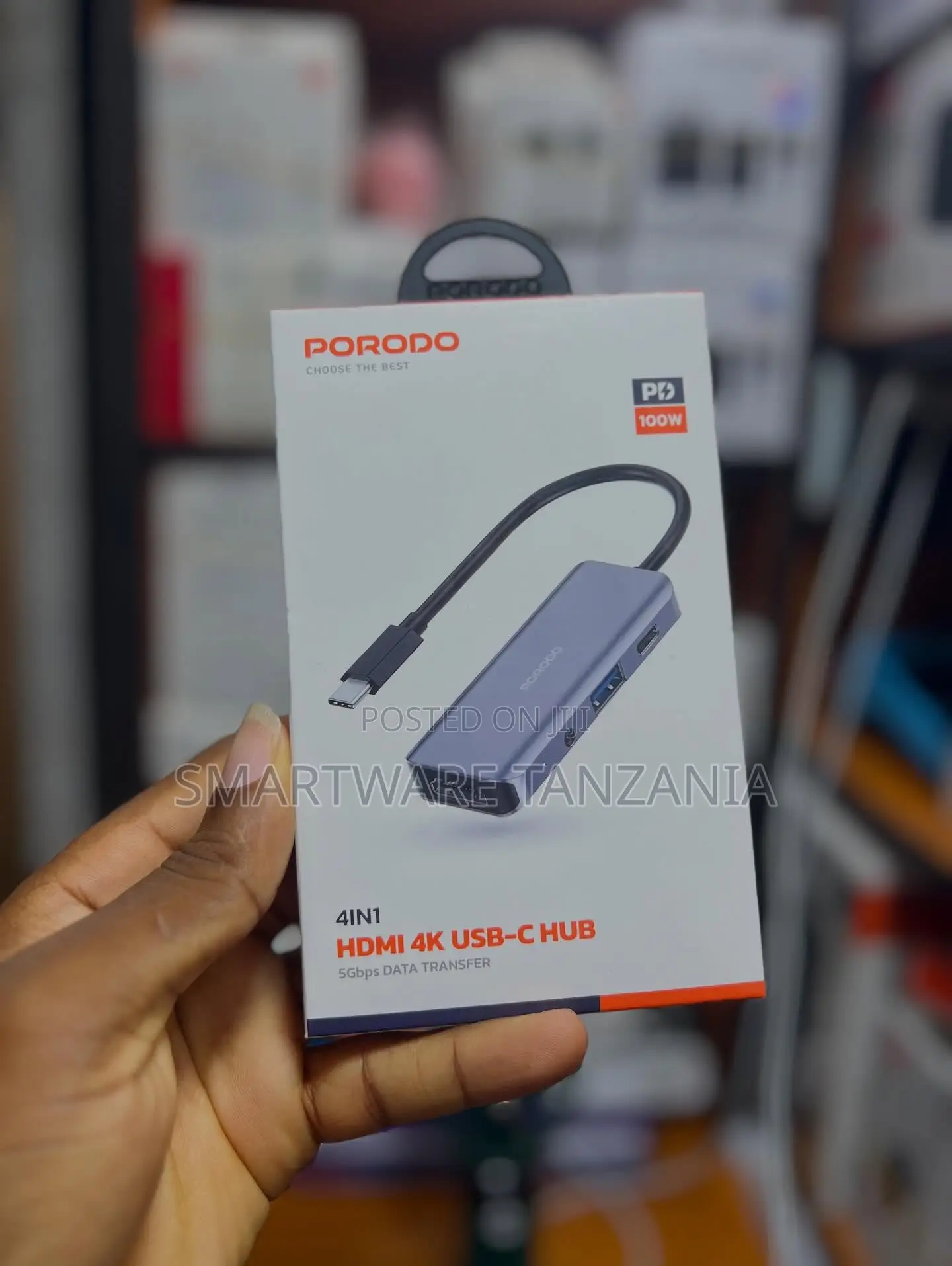 Porodo 4-in-1 Hdmi Usb-C Hub With 100w Pd Charging