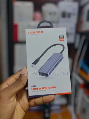 Porodo 4-in-1 Hdmi Usb-C Hub With 100w Pd Charging
