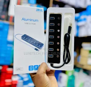 Aluminum 7-Port USB 3.0 Hub Super Speed – For Windows, macOS and Linux