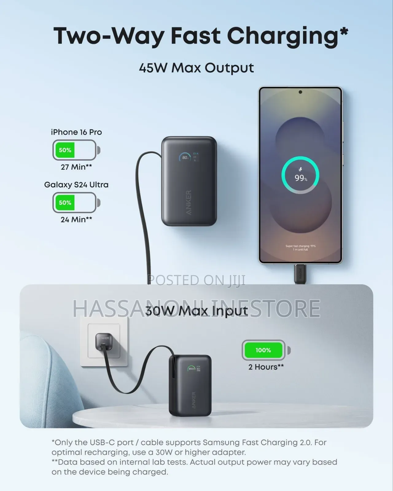 Anker Nano Power Bank (, 45w, Built-in Retractable Usb-C Cable)