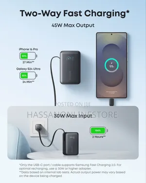 Anker Nano Power Bank (, 45w, Built-in Retractable Usb-C Cable)