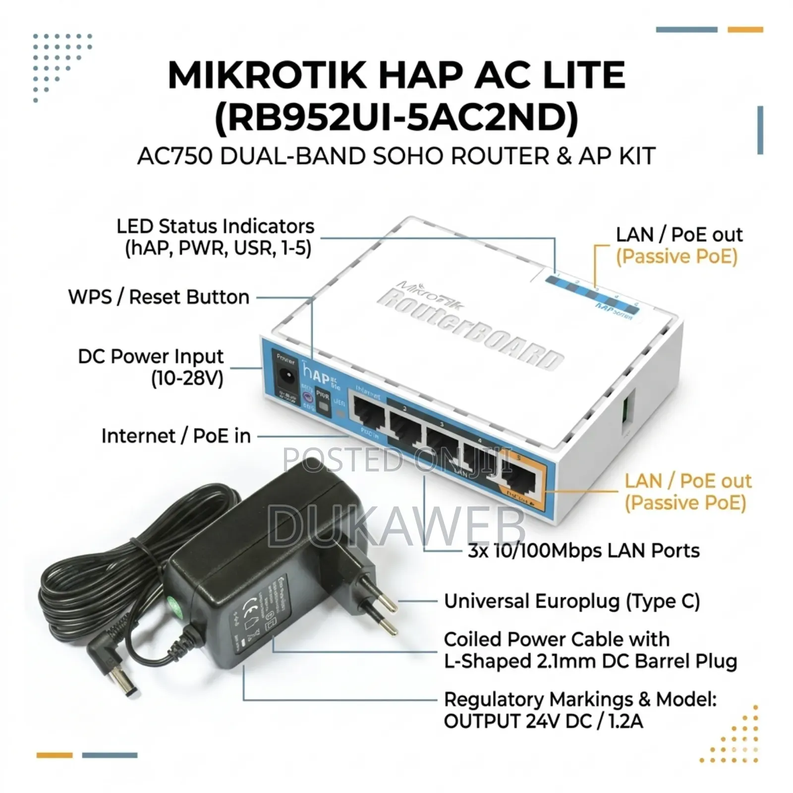 Mikrotik Hap Ac Lite (Rb952ui-5ac2nd) – Ac750 Dual‐Band Router