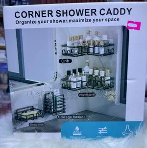 Black 4-Piece Bathroom Organizer Shelf Set Used for Shower Storage