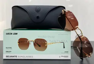 Green Lion Selvante Rimless Sunglasses Uv400 Polarized Gold Frame