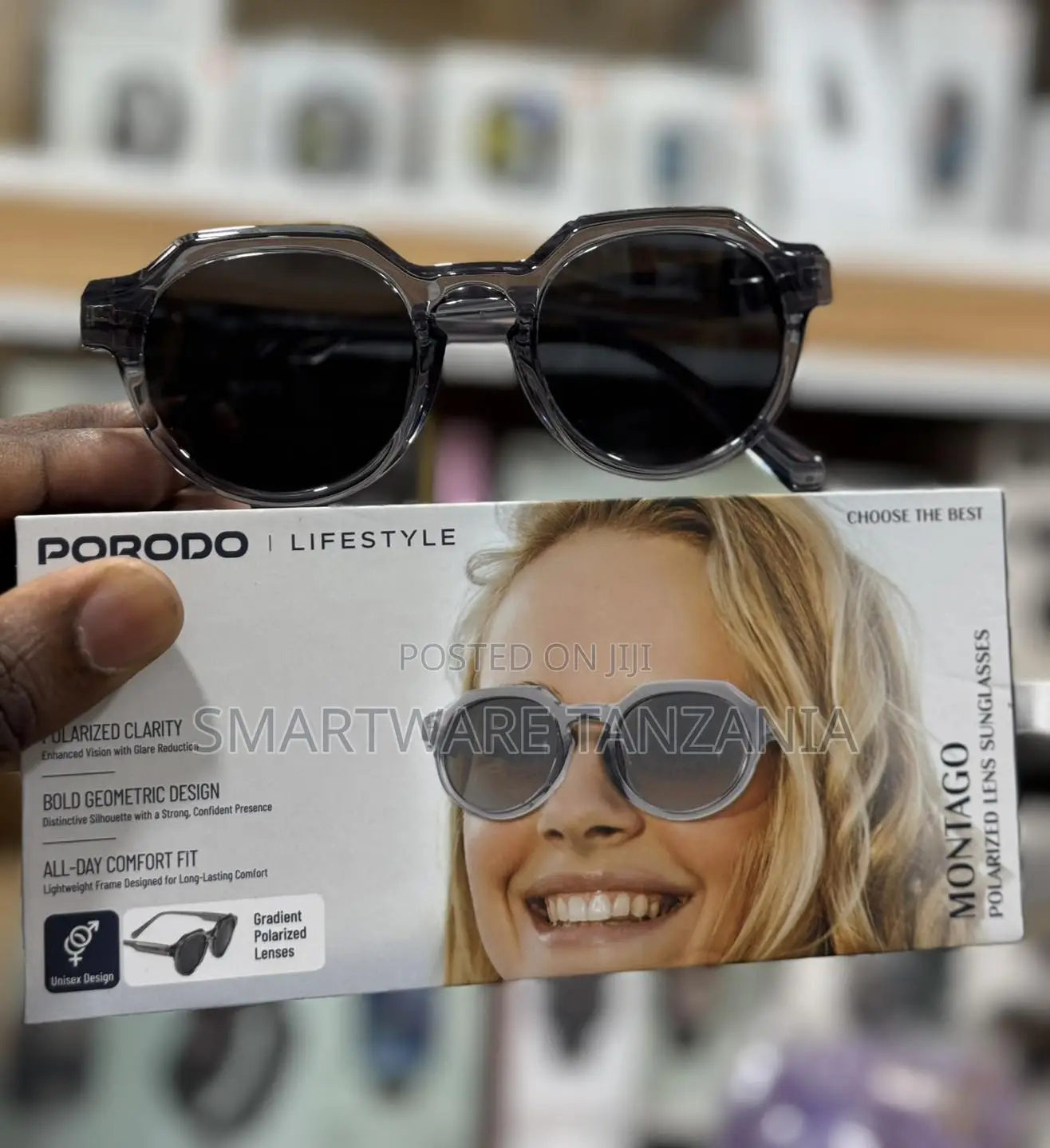 Porodo Lifestyle Montago Bold Geometric Polarized Sunglasses Gray