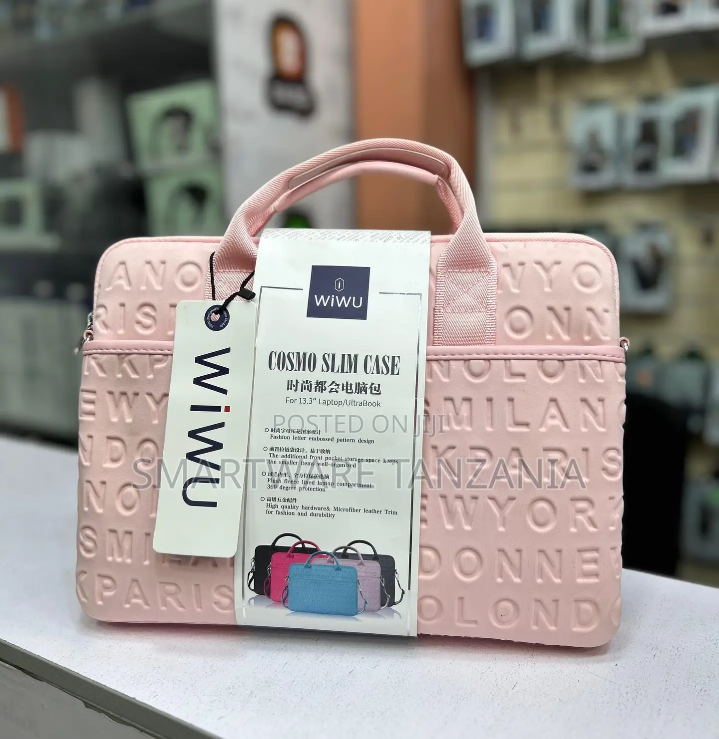 Wiwu Cosmo Slim Laptop Case 13.3 Inch Pink Embossed Fleece Lining
