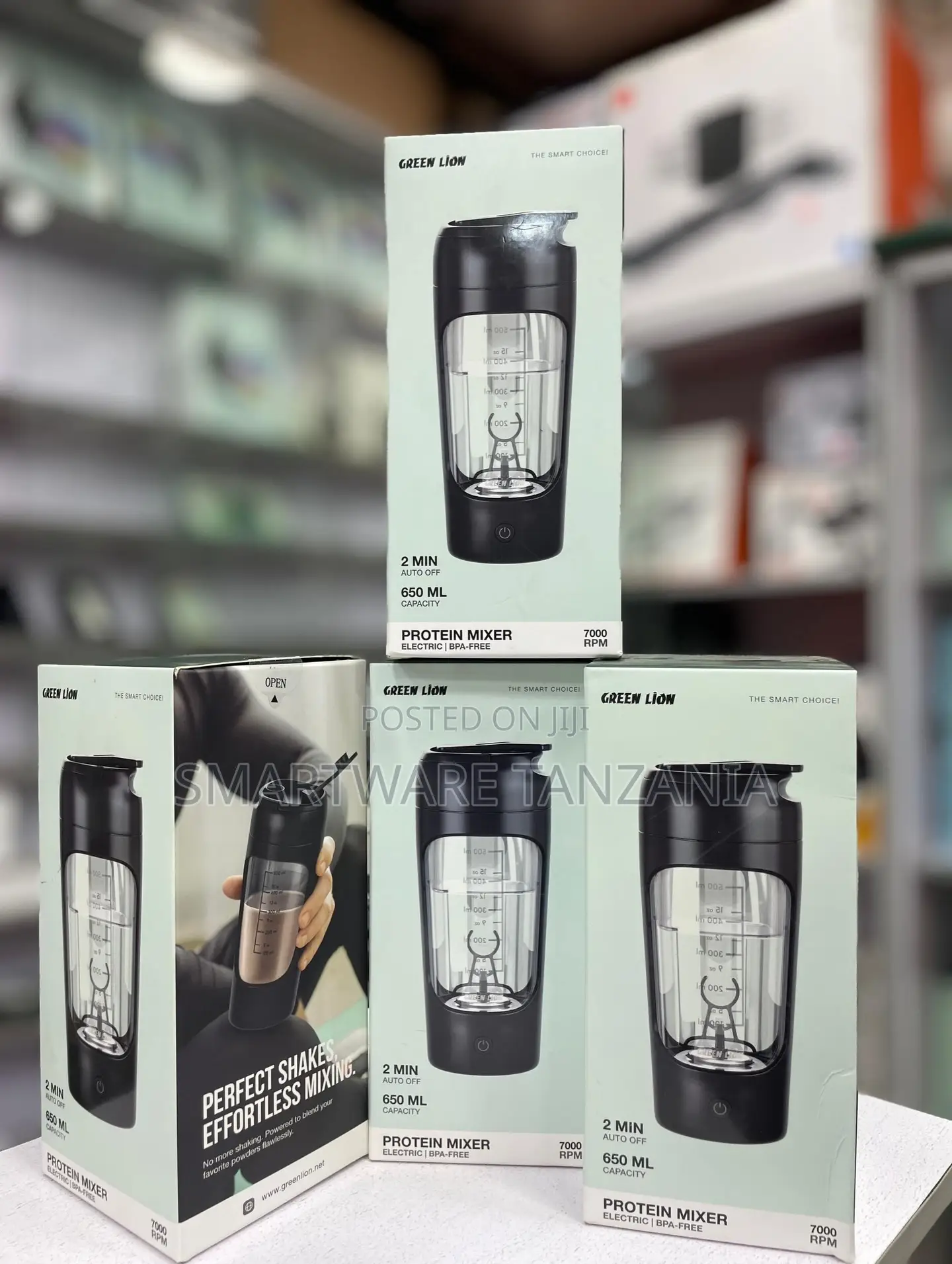 Green Lion Electric Protein Mixer 650ml Bpa-Free 7000 RPM 2 Min Auto