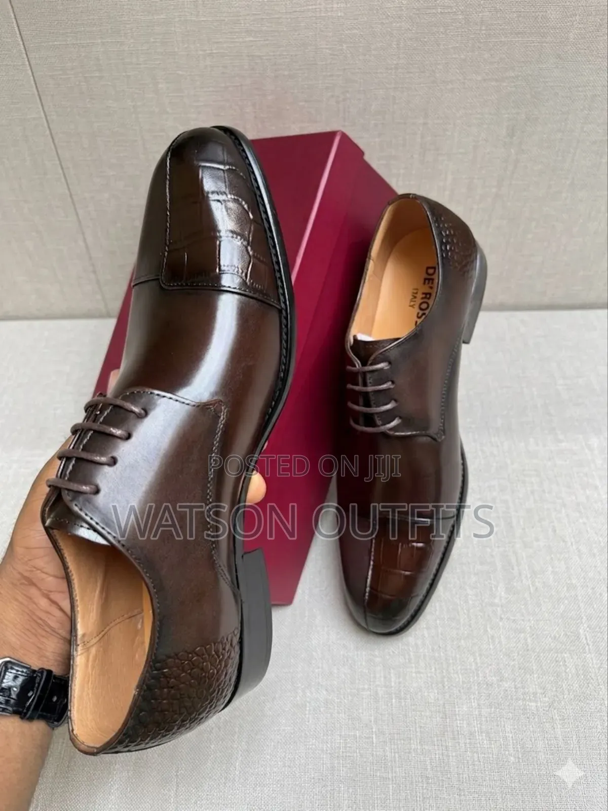Men's Leather Shoes Materials Original and Genuine De'rossi Italy Made