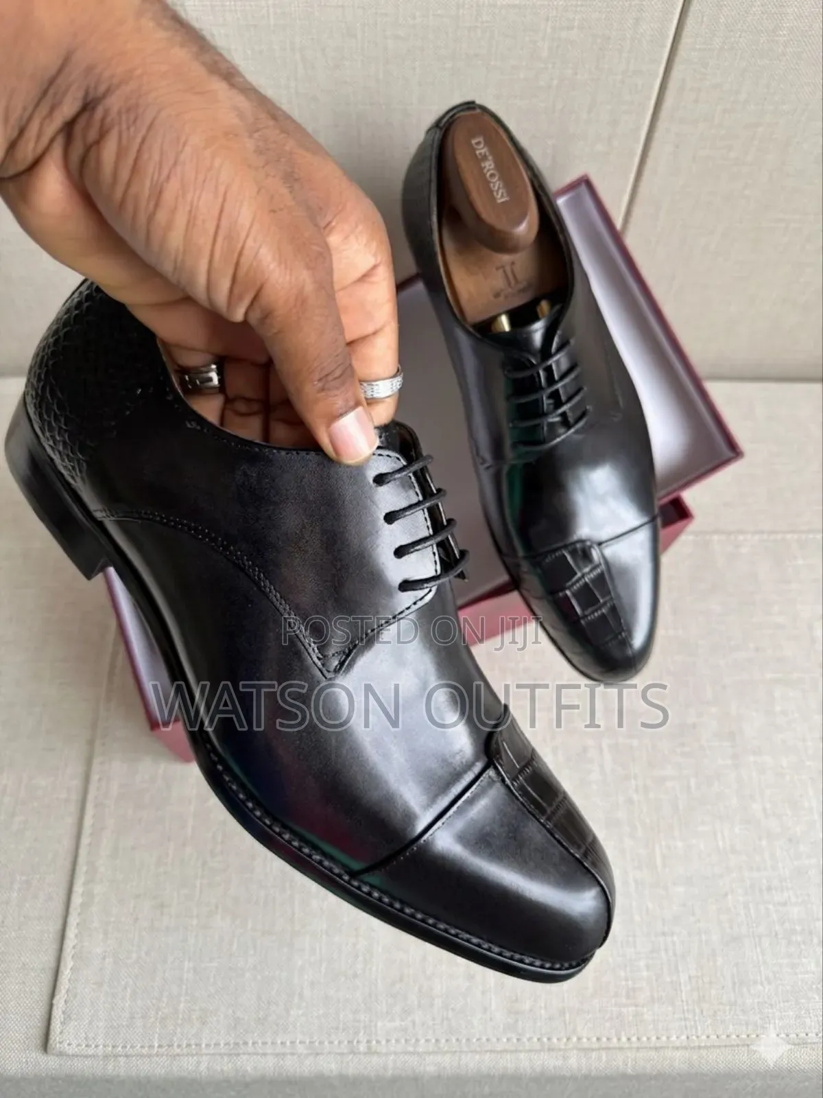 Men's Leather Shoes Materials Original and Genuine De'rossi Italy Made