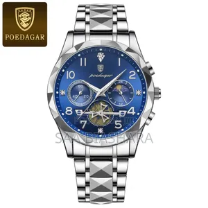 Poedagar 960 Luxury Military Watch for Men Silver and Blue