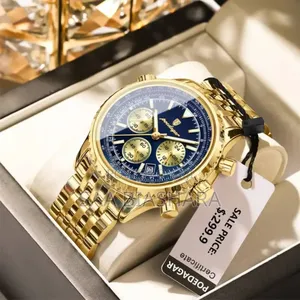 Poedagar 960 Military Luxury Watch for Men Gold and Blue