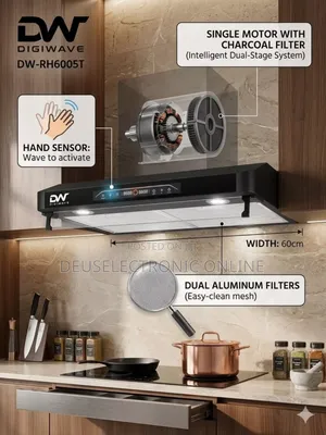 *Digiwave Rangehood Cooker Flat Type 60cm ,Touch Control , Hand Sens