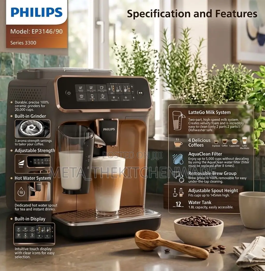 Philips Fully Automatic Coffee Machine Serie 3300 Model:Ep3146/90