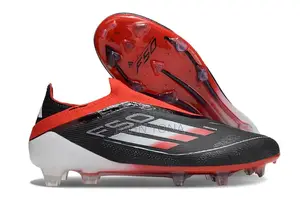 Adidas F50 Elite Laceless Firm Ground Soccer Shoes in Black/Lucid Red