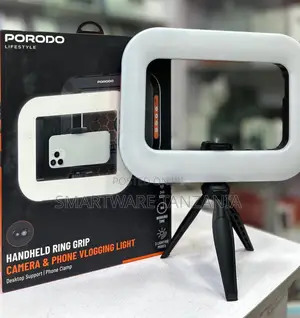 Porodo Ring Grip Vlogging Light 240 Leds Desktop Tripod Phone Clamp