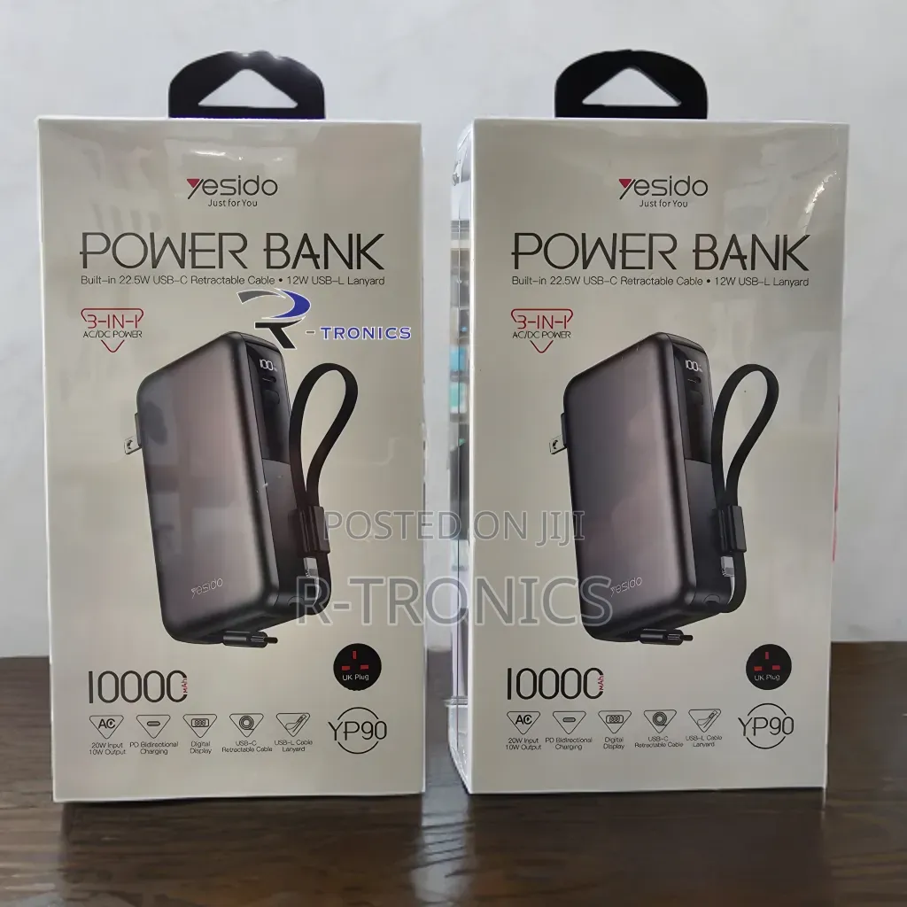 Yesido Yp90 (10,000mah) 3-in-1 Power Bank and Wall Charger Hybrid