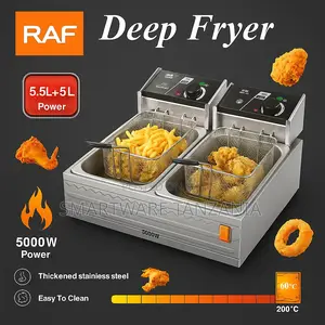 Raf Dual Tank Electric Deep Fryer 5000w 5.5l And 5l Tanks