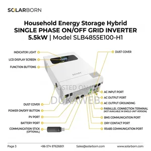 Solarborn Slb4855e100-H1 – 5.5kw Single Phase Hybrid Inverter