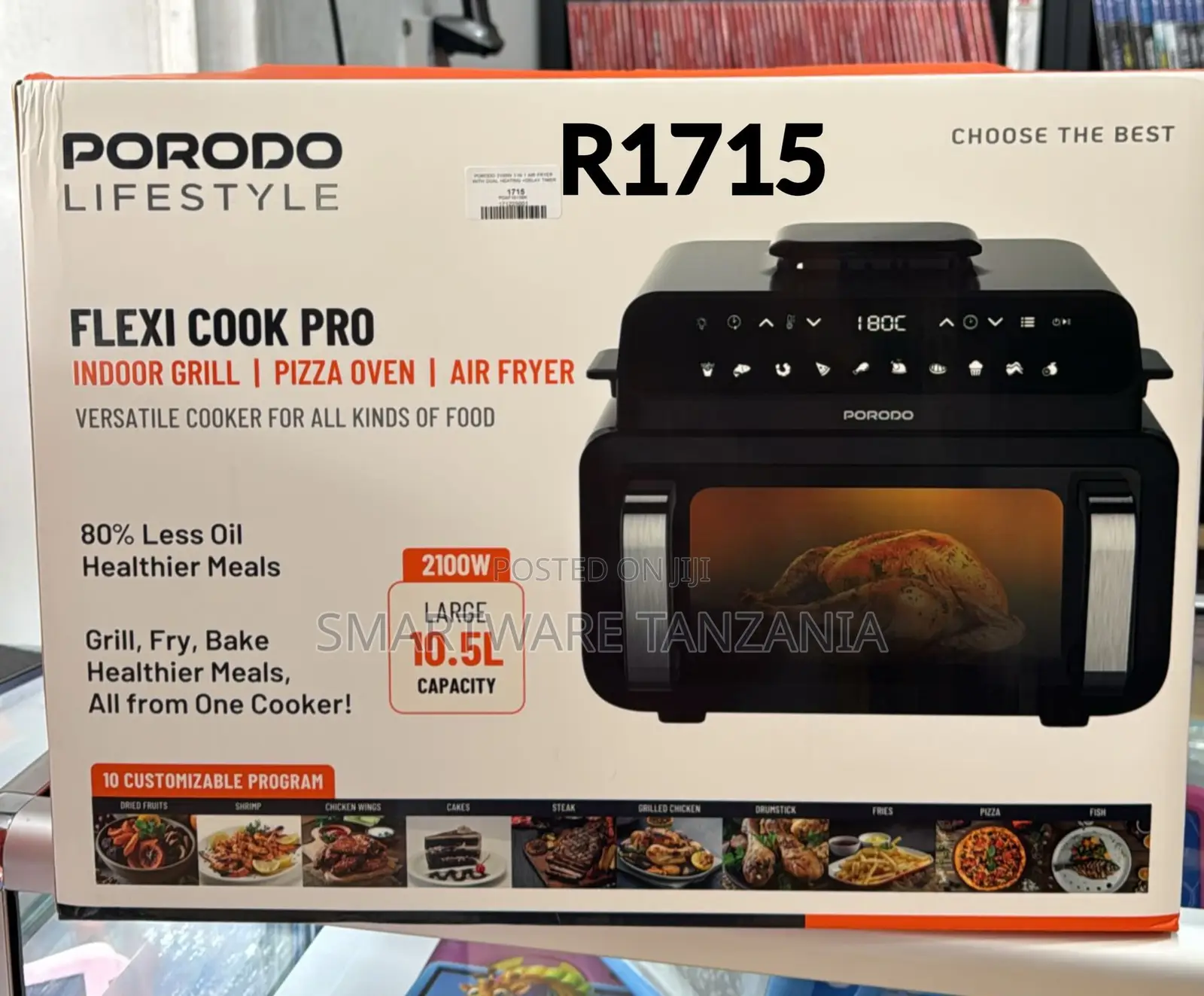 Porodo Flexi Cook Pro 3 In 1 Air Fryer Grill Oven 10.5l 2100w