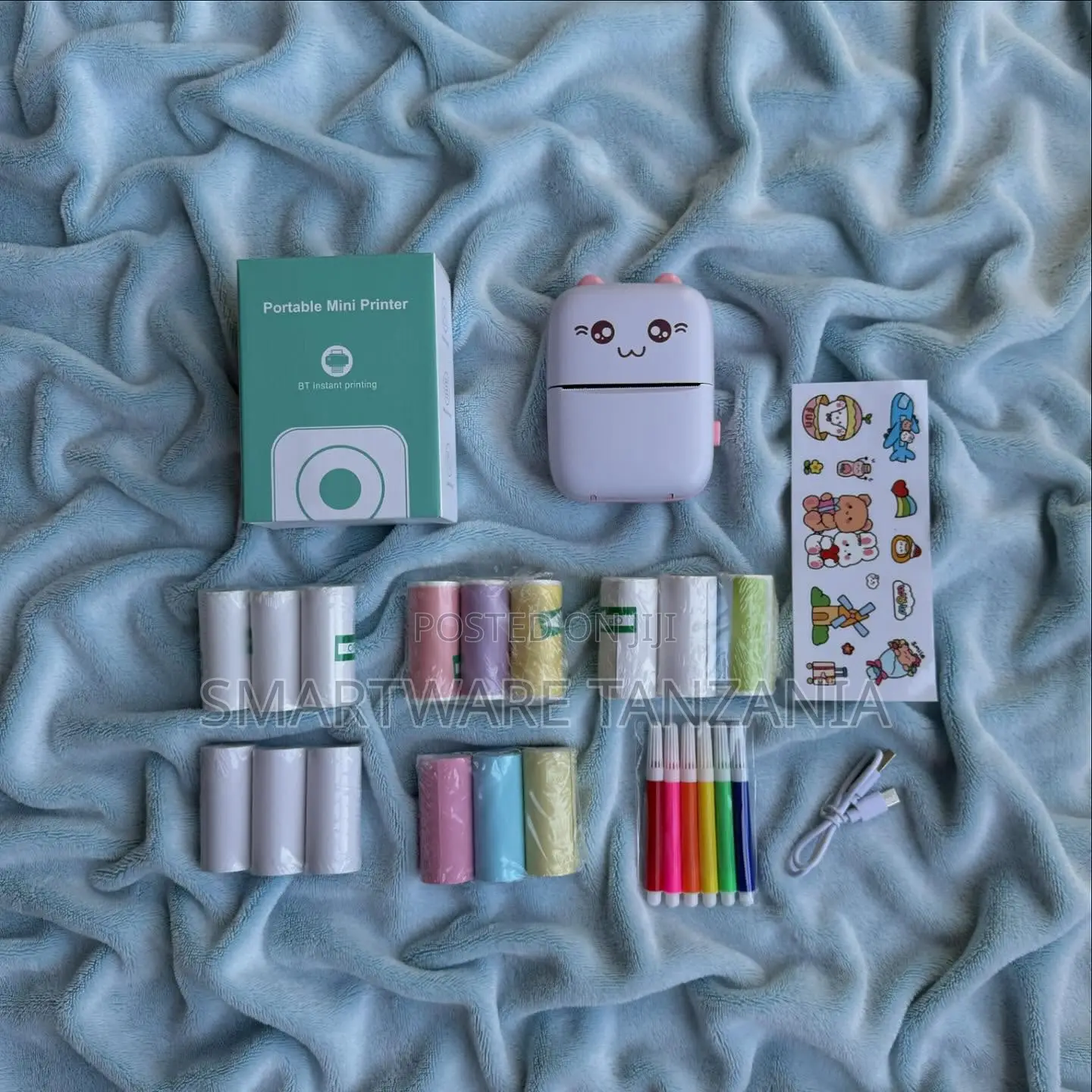 Portable Mini Bluetooth Thermal Printer With Paper Rolls And Pens