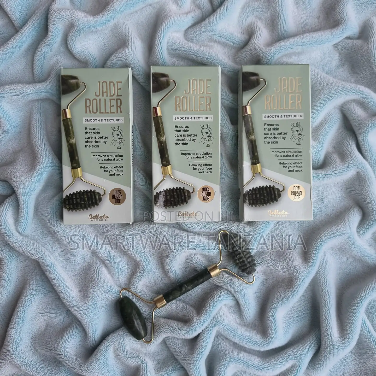 Belluto 100% Kuiyan Jade Roller Smooth Textured Face Massage