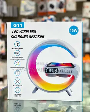 G11 Led Wireless Charging Speaker 15w With Clock Fm Radio