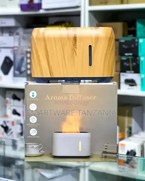 Flame Aroma Diffuser Wood Grain Design Adjustable Mist Light