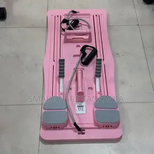 Foldable Home Fitness Board Pink With Resistance Bands Stepper