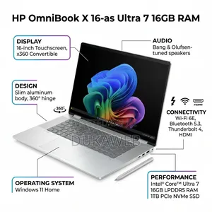 Hp Omnibook X 16-as – Ultra 7 – 16gb Ram – 1tb SSD – 16′′ Touchscreen
