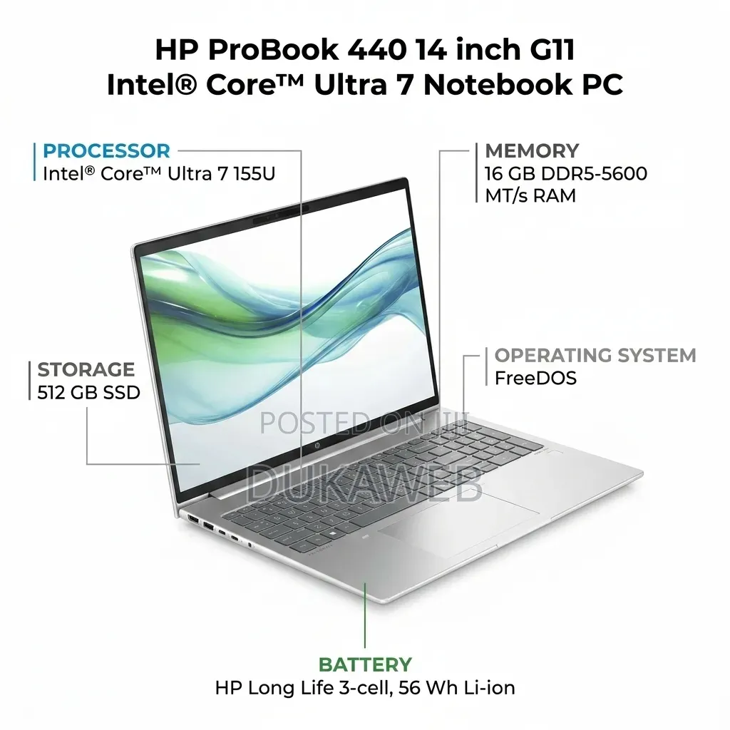 Hp Probook 440 14′′ G11 – Ultra 7 155u – 16gb Ram – 512gb SSD