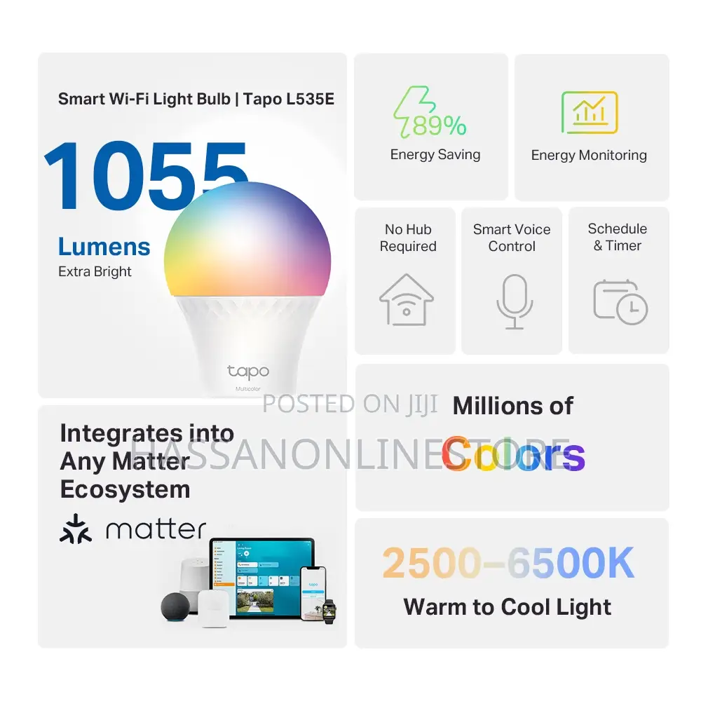 Tp-Link Tapo L535e Smart Wi-Fi Light Bulb, Multicolor 75w