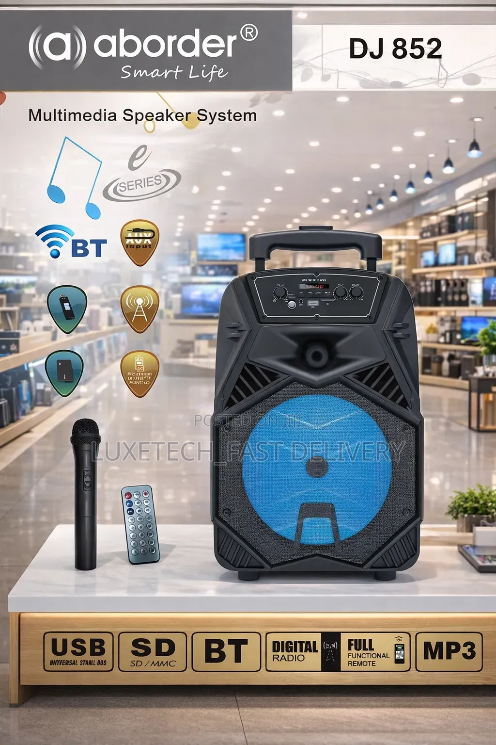 Aborder Portable Rechargeable Multimedia Speaker - Spika Ya Matangazo