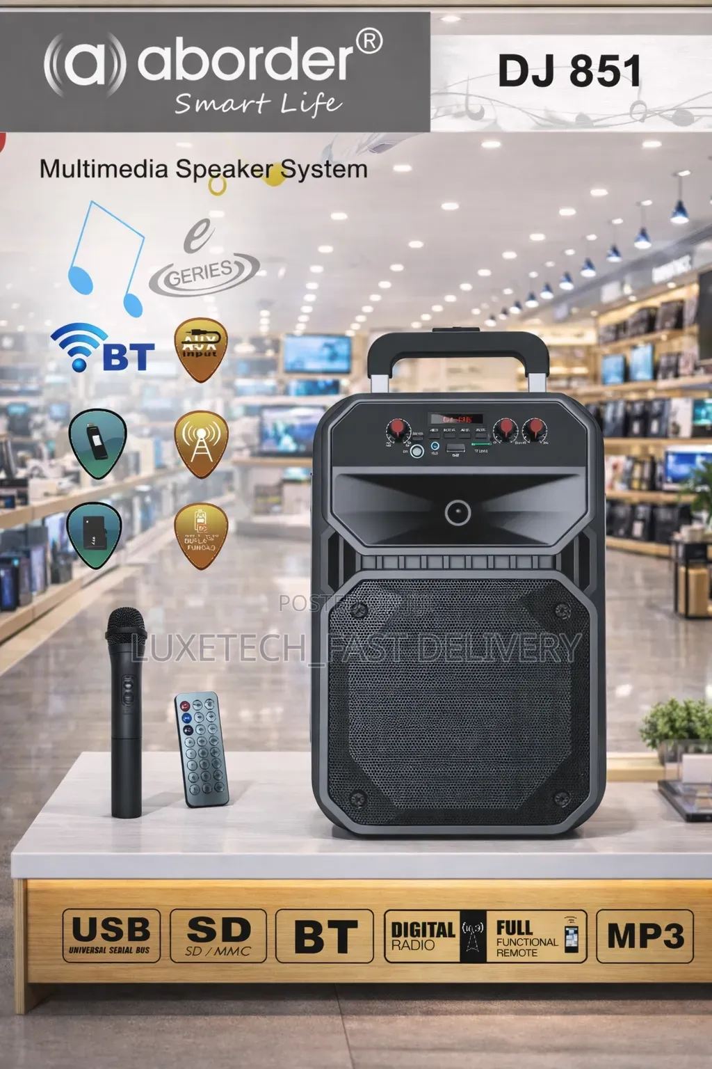 Aborder Rechargeable Portable Speaker Dj851 - Speaker Ya Matangazo