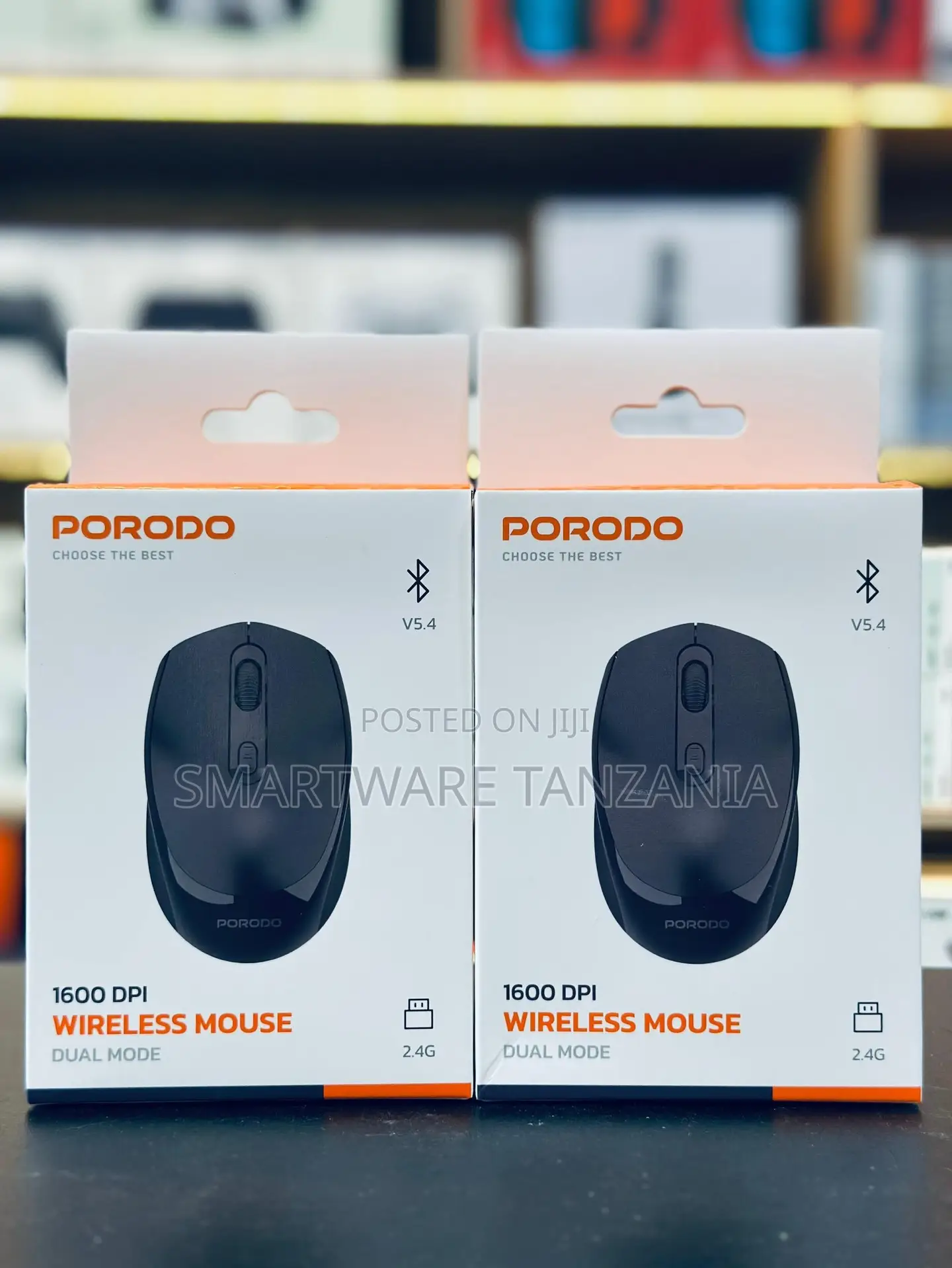 Porodo 1600 Dpi Dual Mode Black Wireless Mouse Bluetooth 5.4