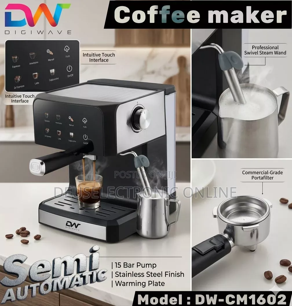 *Digiwave Semi Automatic Coffee Machine Model No :Cm1602 at 300,000*