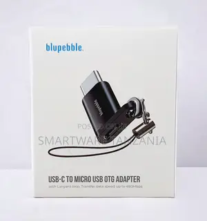 Blupebble Usb-C Micro Usb Otg Adapter Black Lanyard Loop